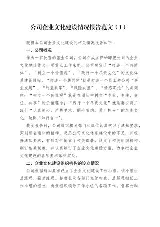 公司企业文化建设情况报告3篇
