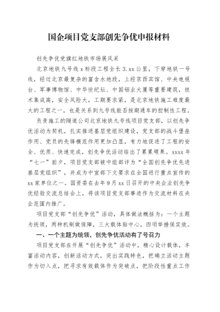 国企项目党支部创先争优申报材料
