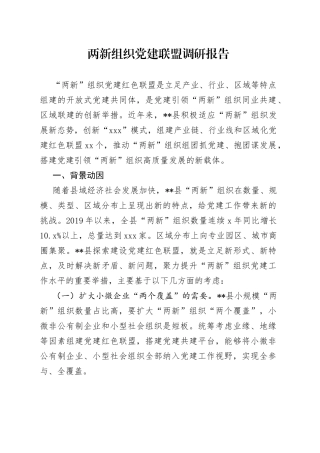 两新组织党建联盟调研报告