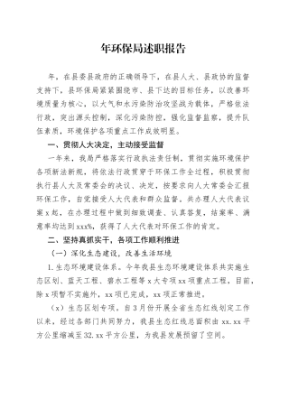年环保局述职报告