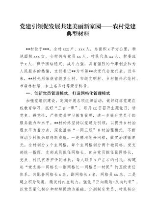 农村党建典型材料
