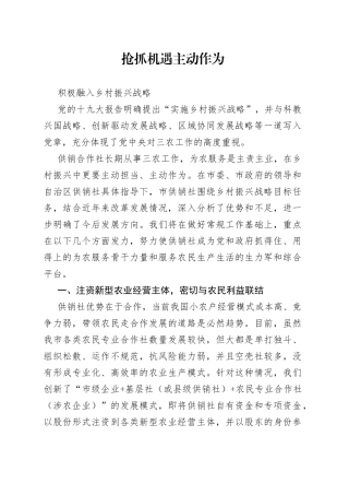 抢抓机遇主动作为积极融入乡村振兴战略