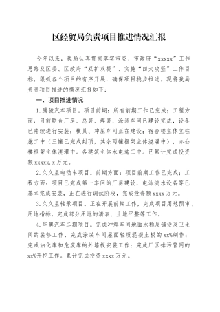 区经贸局负责项目推进情况汇报