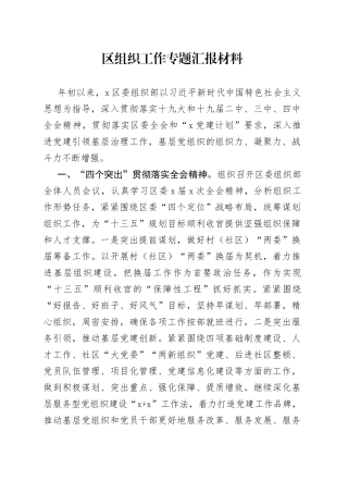 区组织工作专题汇报材料