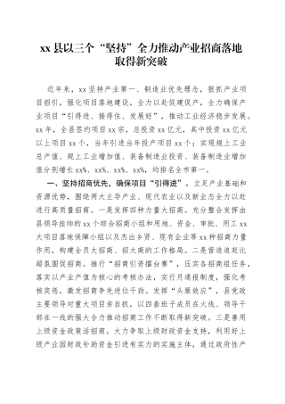 全力推动产业招商落地取得新突破