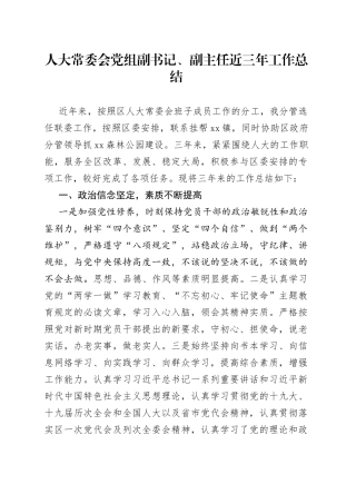 人大常委会副主任近三年工作总结