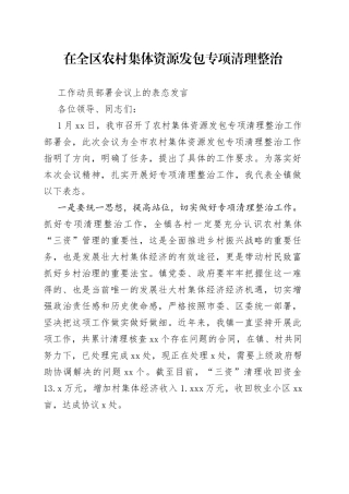 三资清理表态发言