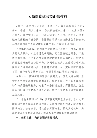 商圈党建联盟汇报材料