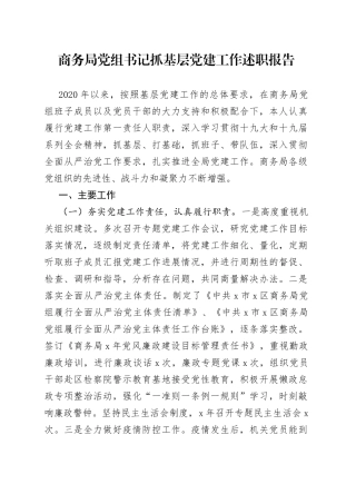 商务局党组书记抓基层党建工作述职报告