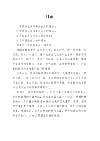 市委、县委全体会议讲话合集4篇