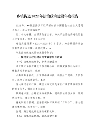 乡镇街道2022年法治政府建设年度报告