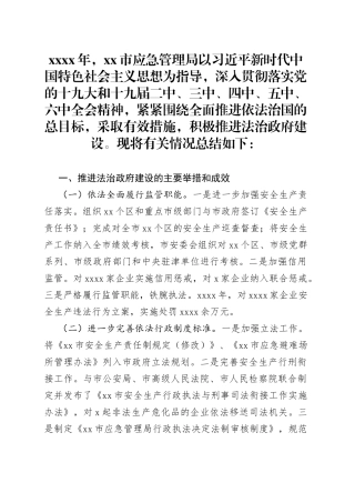 市应急局依法治市工作总结