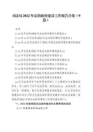 司法局2022年法治政府建设工作报告合集（9篇）