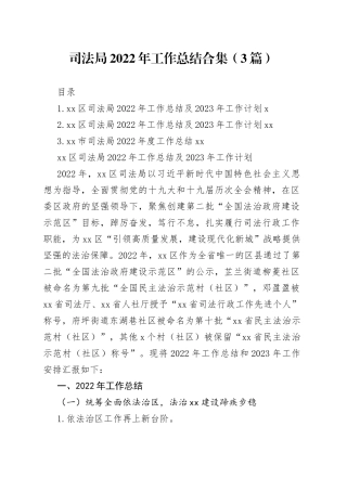 司法局2022年工作总结合集（3篇）范文