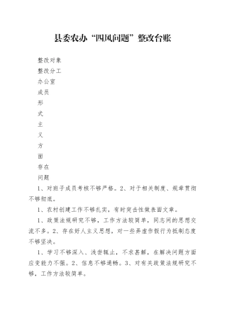 四风问题”整改台账
