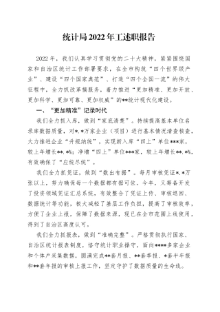 统计局2022年工述职报告
