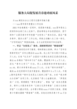 团市委年度重点工作总结