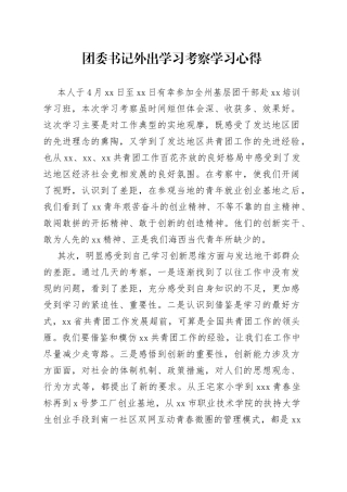 团委书记外出学习考察学习心得