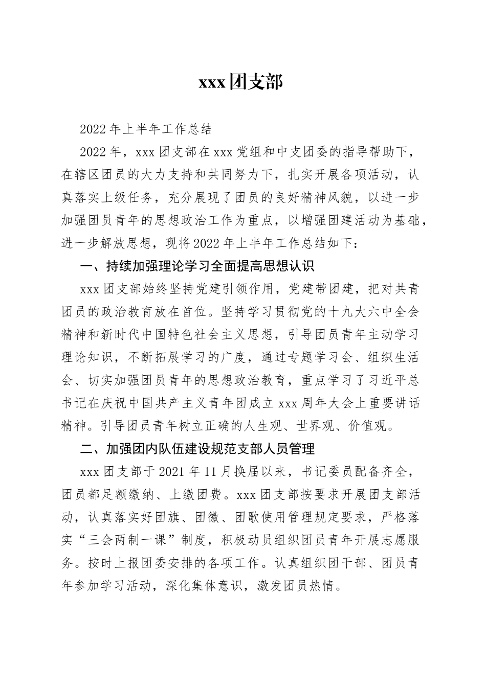 团支部2022年上半年工作总结_第1页