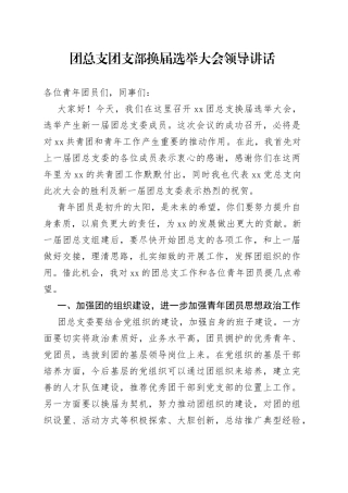 团总支团支部换届选举大会领导讲话