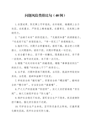 问题风险类排比句（40例）