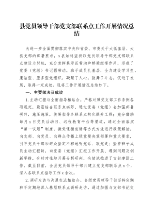 县党员领导干部党支部联系点工作开展情况总结(1)