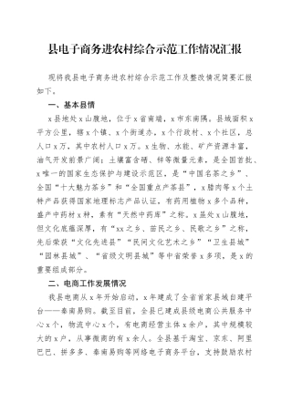 县电子商务进农村综合示范工作情况汇报