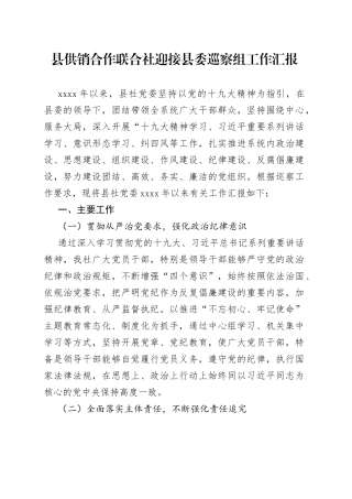 县供销合作联合社迎接县委巡察组工作汇报