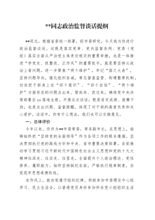 县级市领导政治监督谈话