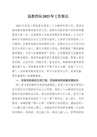 县教育局2023年工作要点
