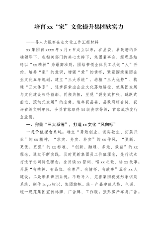 县人大视察企业文化工作汇报材料