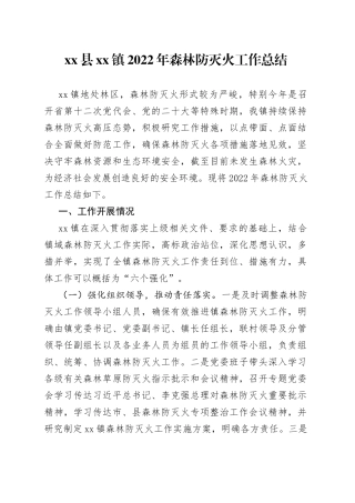 县镇2022年森林防灭火工作总结