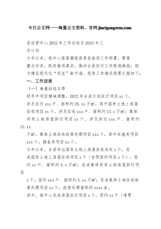 县征管中心2022年工作总结及2023年工作计划