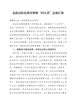 县政法队伍回头看总体汇报