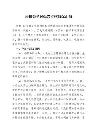 乡村振兴考核情况汇报