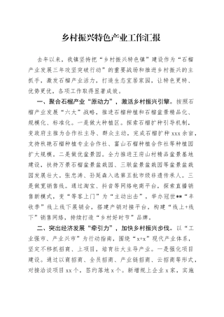乡村振兴特色产业工作汇报