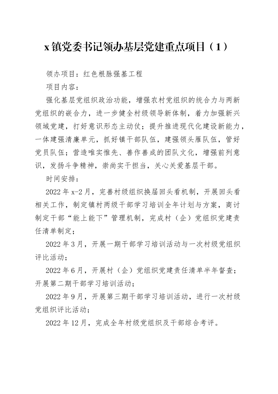 乡镇党委班子成员领办基层党建重点项目汇总_第1页