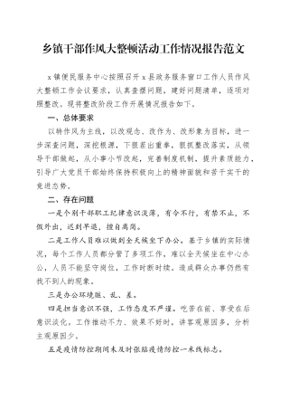 乡镇干部作风大整顿活动工作情况报告
