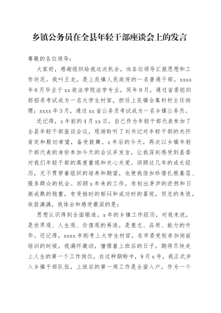 乡镇公务员在全县年轻干部座谈会上的发言(1)