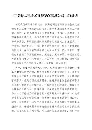 在环保督察整改推进会议上的讲话