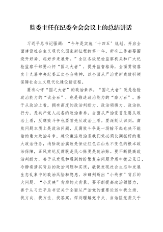 在纪委全会会议上的总结讲话