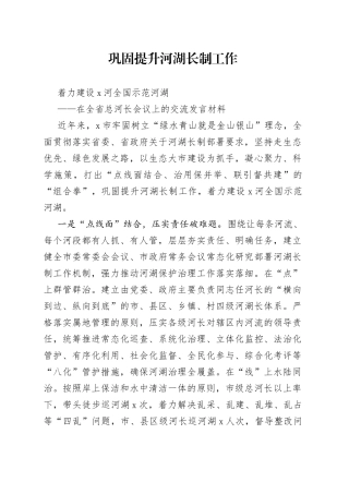 在全省总河长会议上的交流发言材料