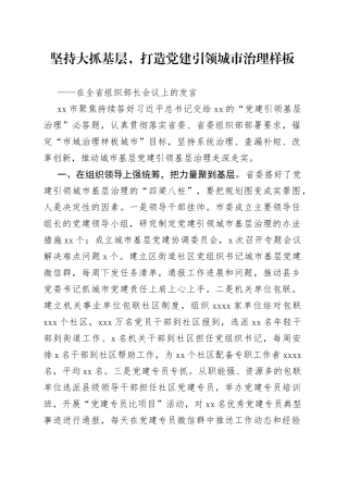 在全省组织部长会议上的发言