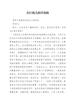 在厅机关新任处级领导干部集体谈话会上的讲话