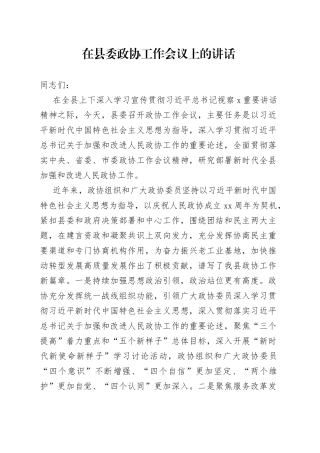 在县委政协工作会议上的讲话（1）