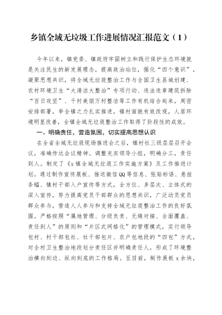 乡镇全域无垃圾工作汇报4篇