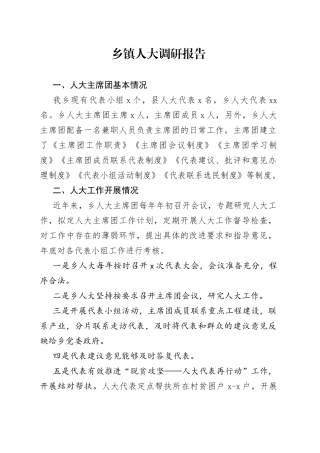 乡镇人大调研报告