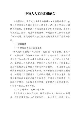 乡镇人大工作汇报