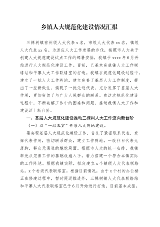 乡镇人大规范化建设情况汇报（1）