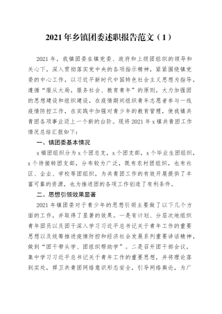 乡镇团委述职报告2篇